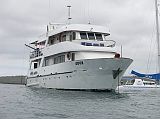 Galapagos 3-1-18 Espanola Punta Suarez Eden When we got back to the dock area, we boarded the Eden. The cruise from Punta Suarez to Gardner Bay on the northeastern part of Espanola only takes about half an hour we stopped among the sea lions.